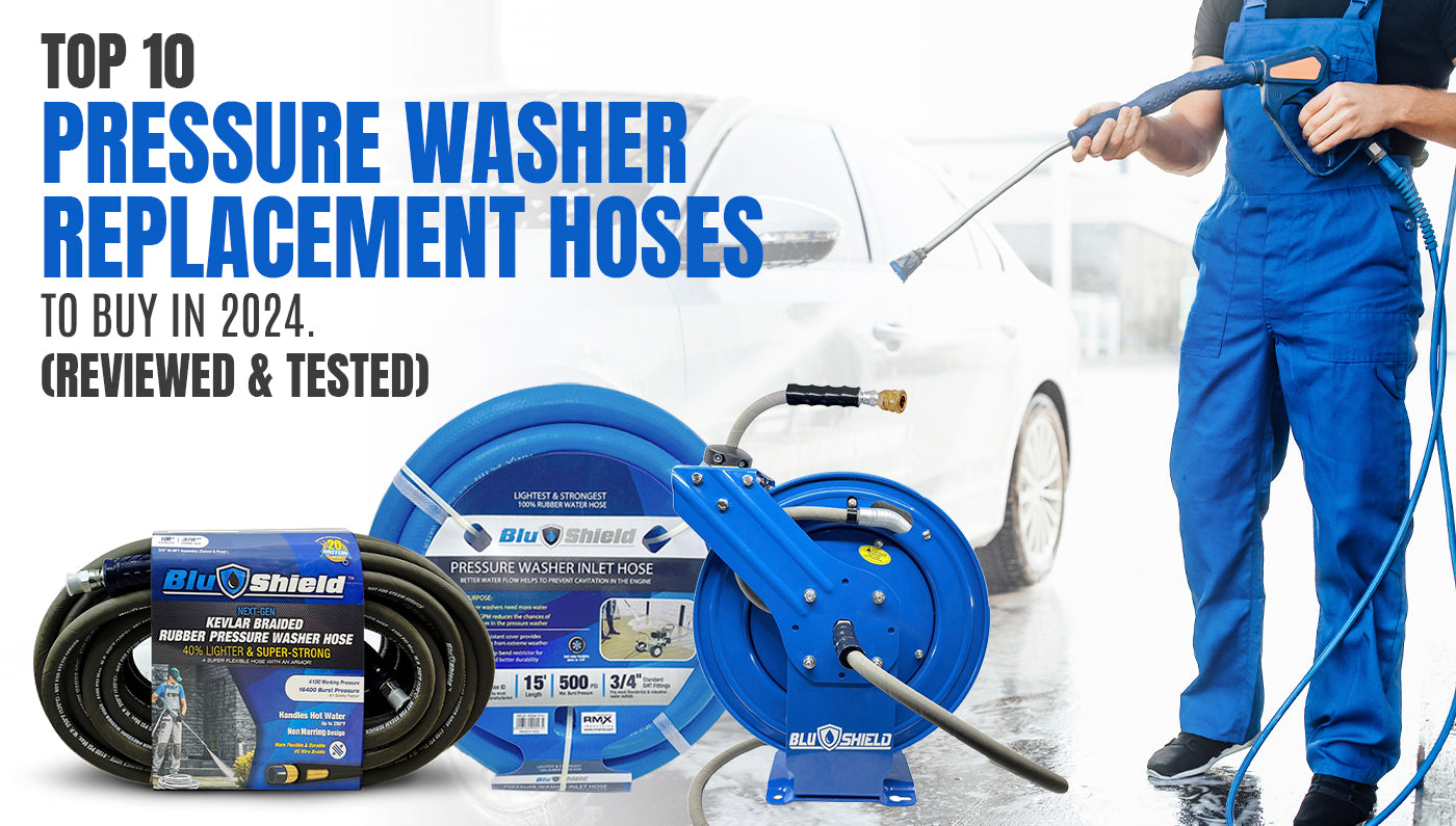 BluShield Heavy Duty Pressure Washer Hose Reel with Aramid Braided Hos –  TheBlueHose