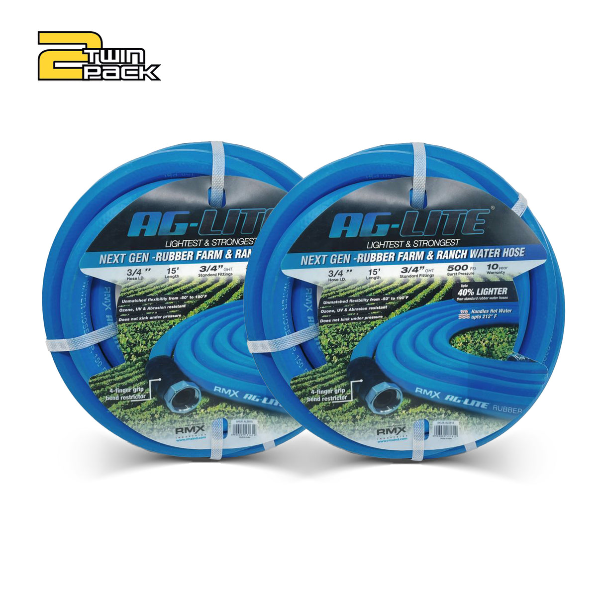 AG-Lite 3/4 inch Irrigation Hose | 500 PSI |  Agriculture Grade | 100% Rubber Hose