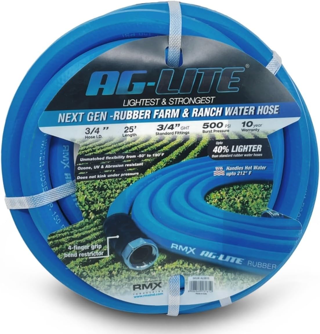 AG-Lite 3/4 inch Irrigation Hose | 500 PSI | Agriculture Grade | 100% Rubber Hose