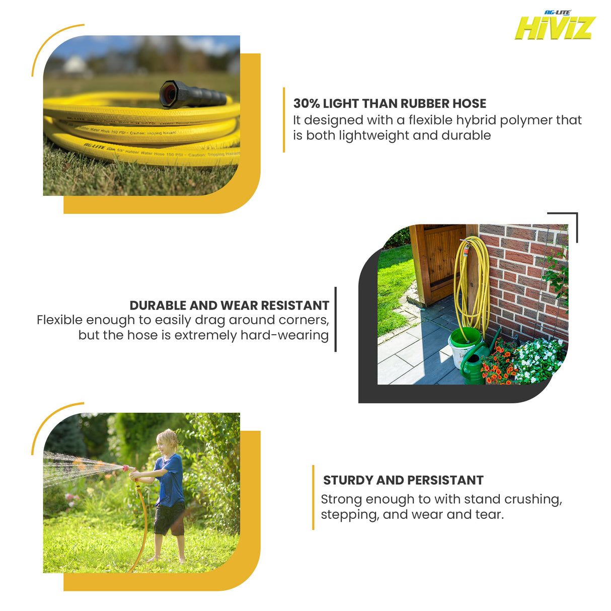 AG-Lite Hiviz Water Hose 3/4" 100' | Heavy-Duty, High-Visibility, Kink-Resistant