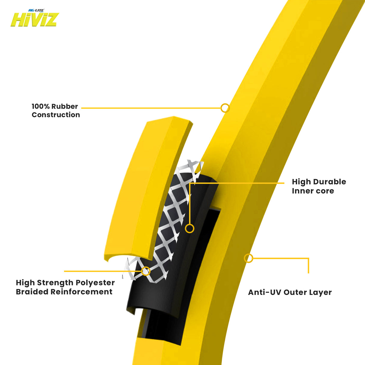 AG-Lite Hiviz Water Hose 5/8" 100' | Heavy-Duty, High-Visibility, Kink-Resistant