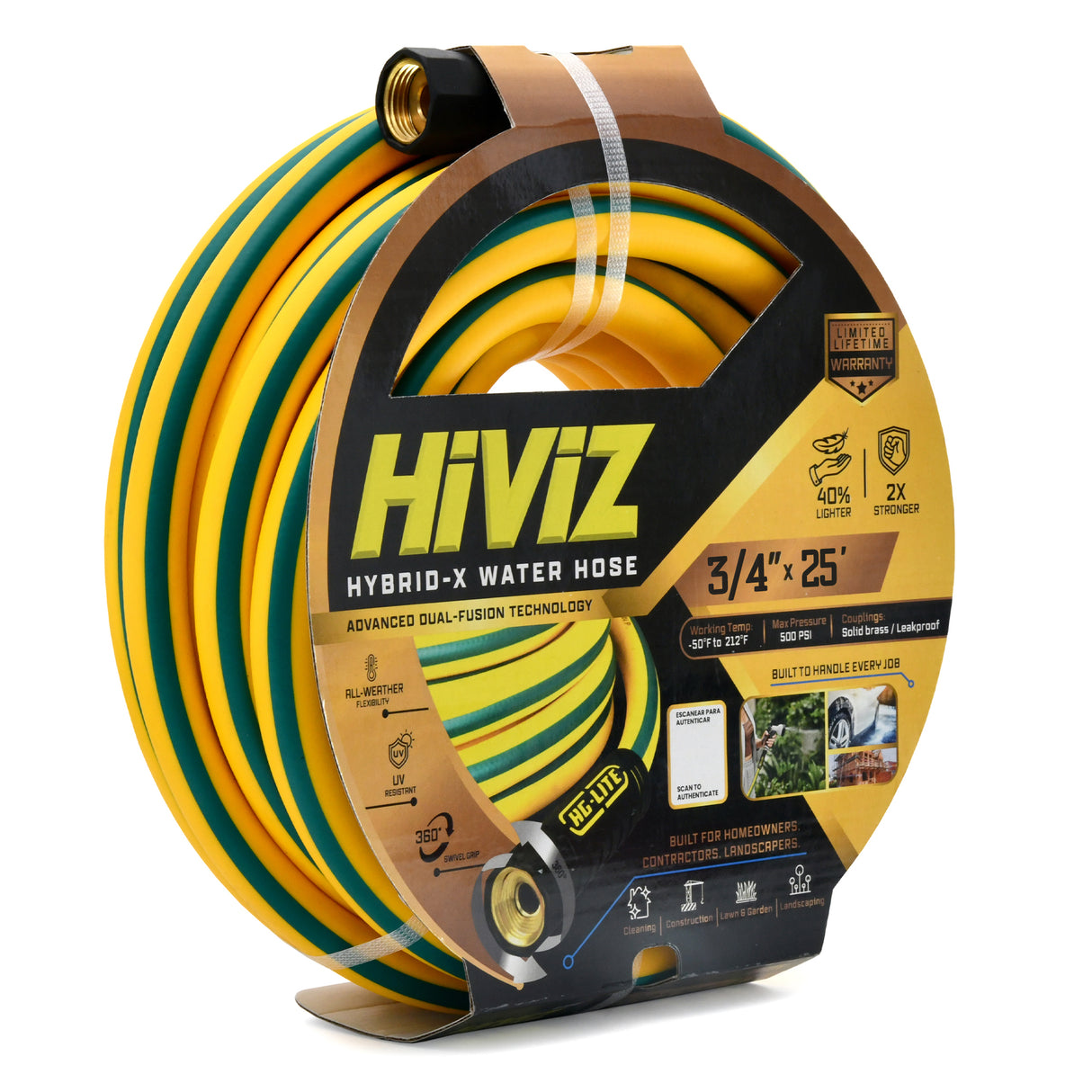 Tuyau d'arrosage hybride AG-Lite 3/4" X 25' - Jaune - Haute visibilité