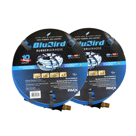 BluBird Rubber Air Hose 3/8 in. Heavy Duty 300 PSI Male NPT Polyester Woven Lightest Strongest Flexible