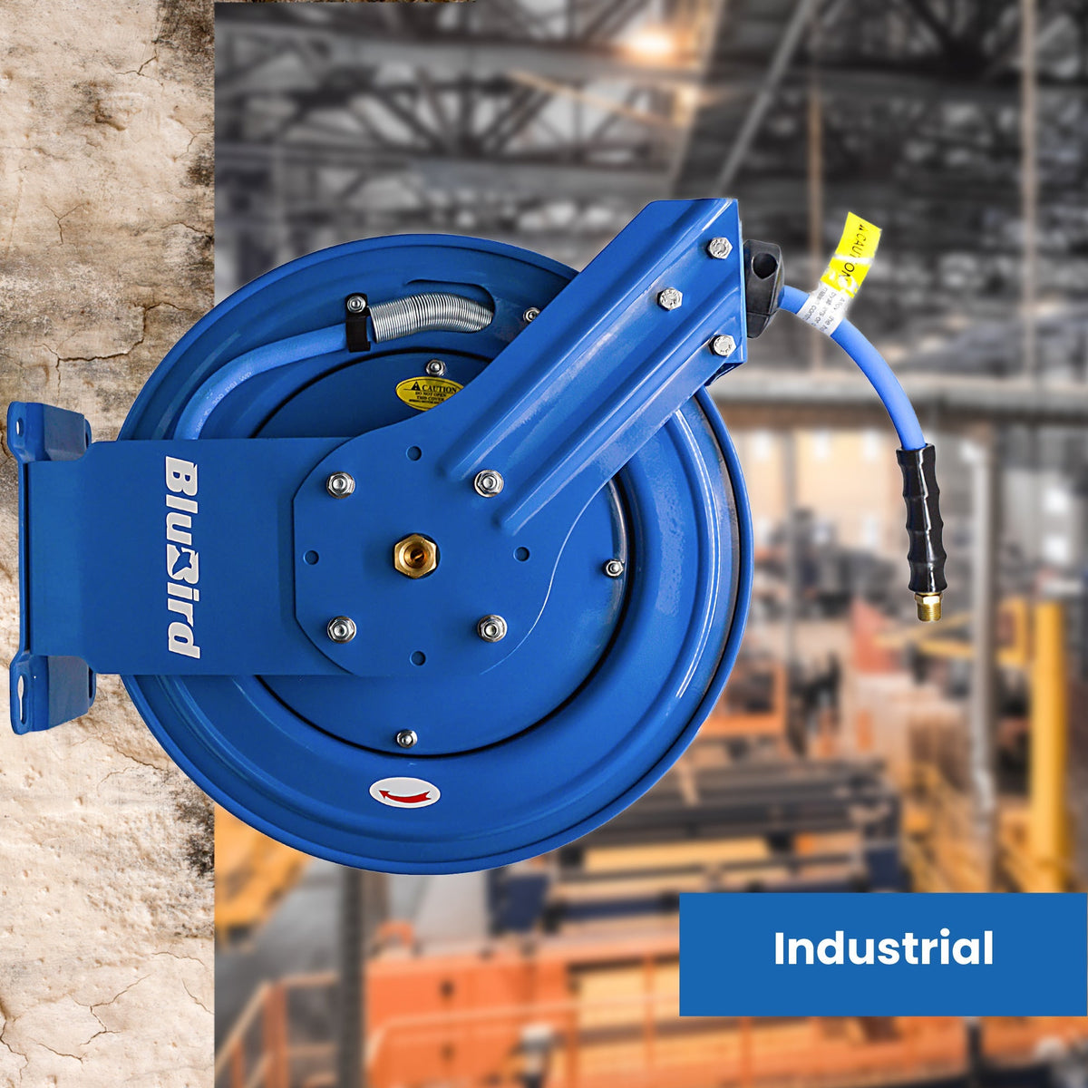 BluBird Air Hose Reel 1/2" Retractable Dual Arm Heavy Duty with Rubber Hose 300 PSI