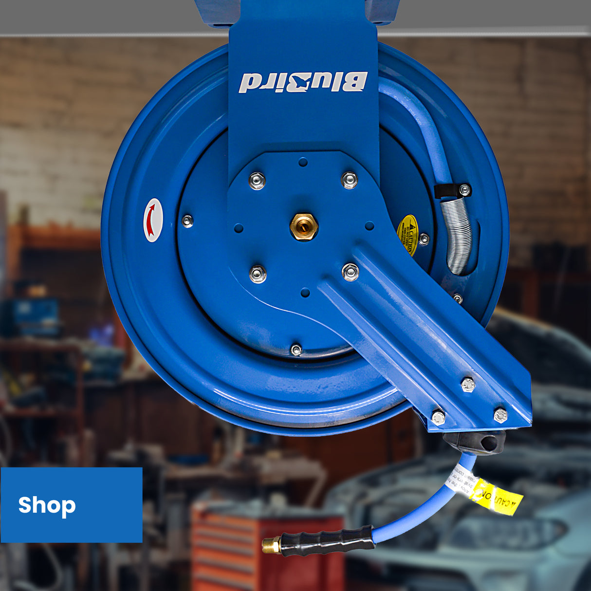 BluBird Air Hose Reel 3/8" Retractable Dual Arm Heavy Duty with Rubber Hose 300 PSI