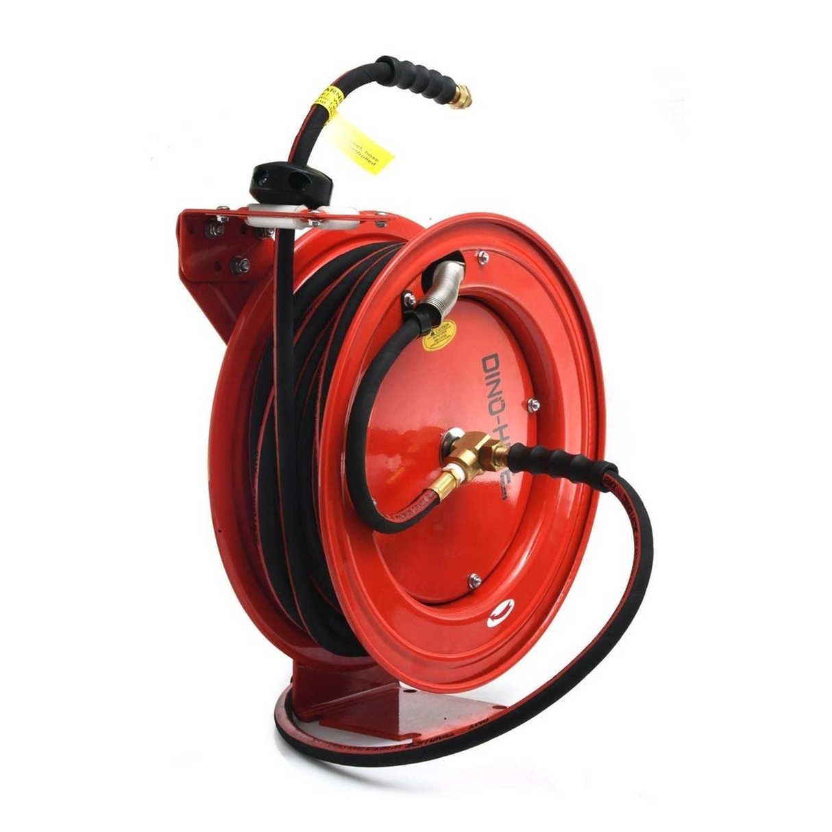 Dino-Hide Air Hose Reel 1/2" x 50' Retractable Heavy Duty Steel Construction with Wrapped Rubber Hose 300 PSI