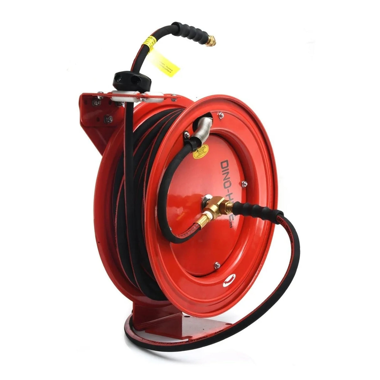 Dino-Hide Air Hose Reel 1/2" x 50' Retractable Heavy Duty Steel Construction with Wrapped Rubber Hose 300 PSI