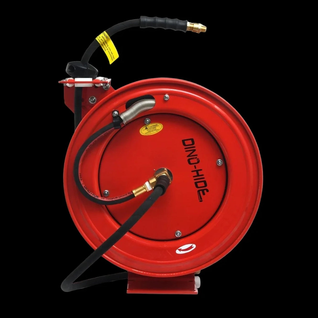 Dino-Hide Air Hose Reel 1/2" x 50' Retractable Heavy Duty Steel Construction with Wrapped Rubber Hose 300 PSI