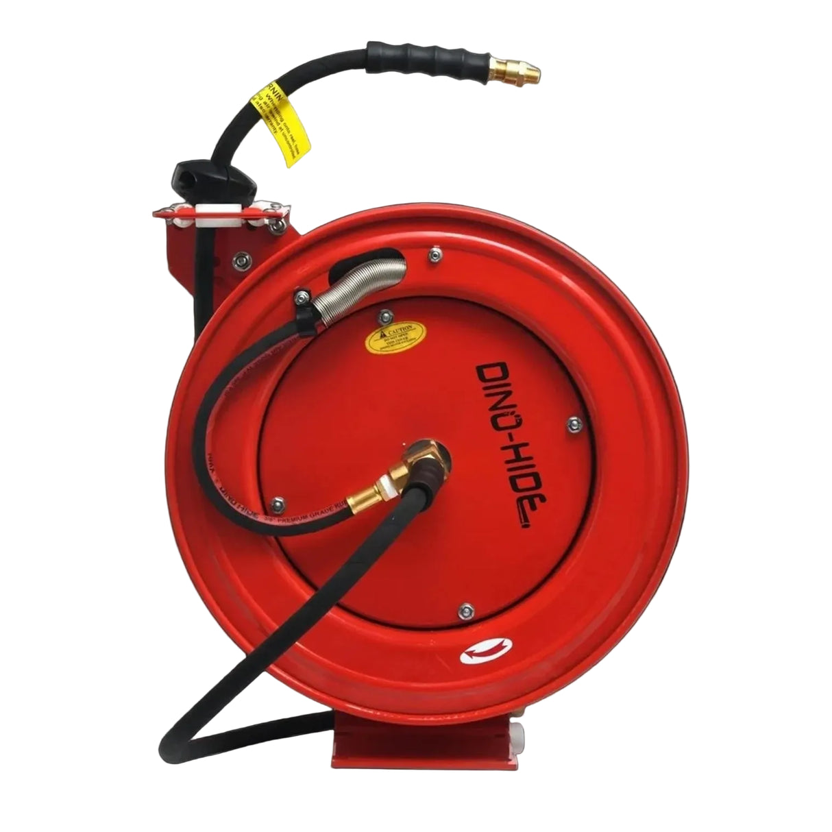 Dino-Hide Air Hose Reel 1/2" x 50' Retractable Heavy Duty Steel Construction with Wrapped Rubber Hose 300 PSI