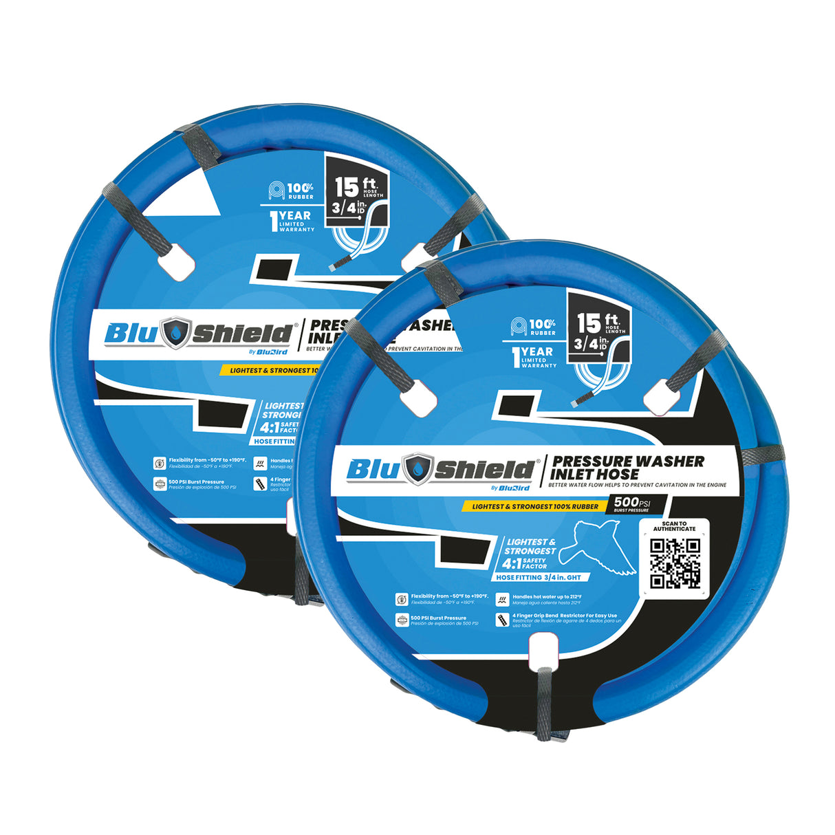 BluShield Pressure Washer Inlet Hose 3/4" x 15'