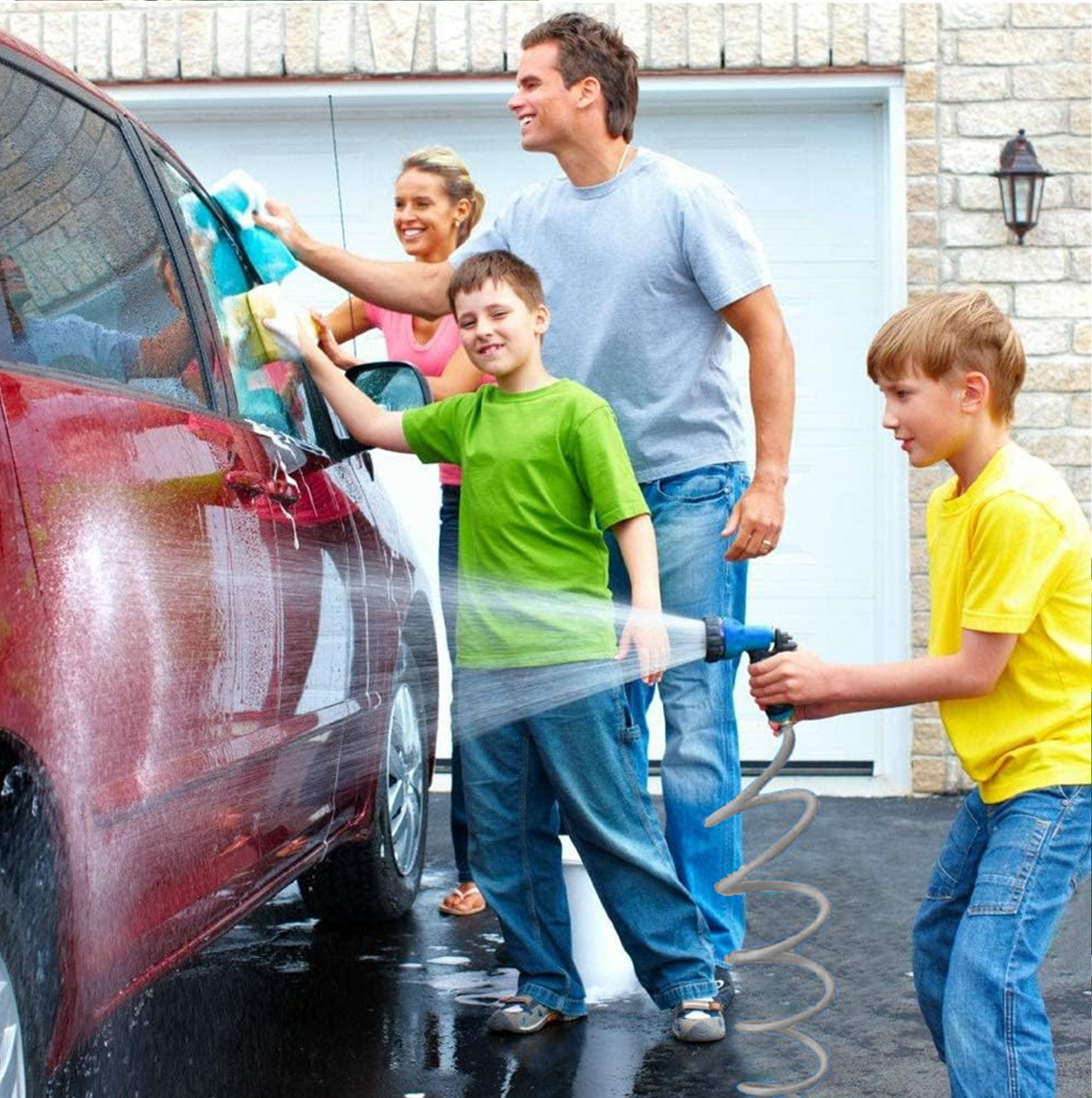 Car Wash With Avagard Recoil Water Hose 3/8" X 75'