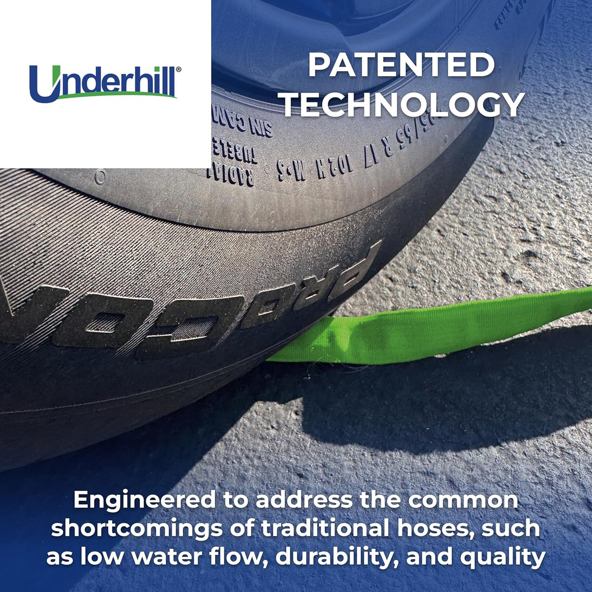 Underhill 3/4" ProLine Flex Fabric Hose, Flexible, Rubber Core, Lightweight, Collapsible, Aluminum End Fittings, Hot Water Safe, 600 PSI Burst Pressure, 300 PSI Working Pressure