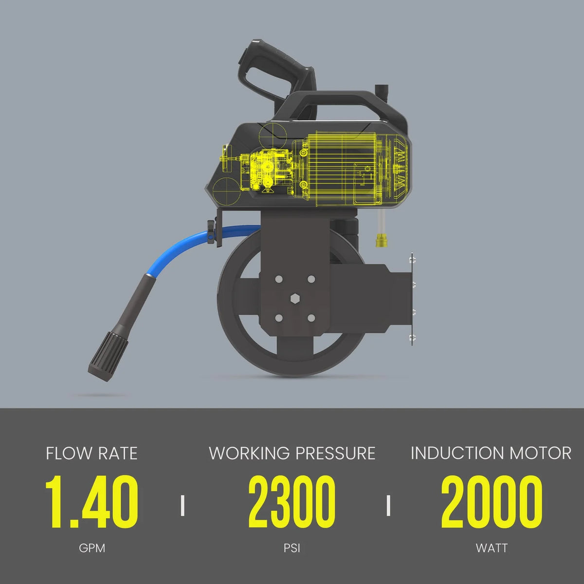 Blu Shield HumpBack 3000PSI All-in-One Pressure Washer System, Auto-Retractable Hose Reel, Industrial Pump, Accessories