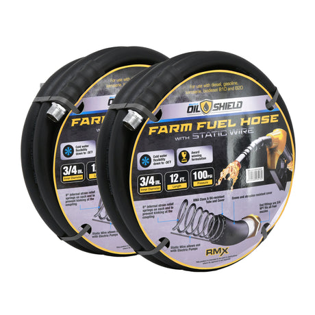OilShield 3/4" Fuel Transfer Hose with MNPT Fittings for Gasoline, Diesel, Biodiesel and Kerosene