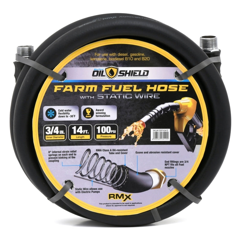 OilShield 3/4" Fuel Transfer Hose with MNPT Fittings for Gasoline, Diesel, Biodiesel and Kerosene