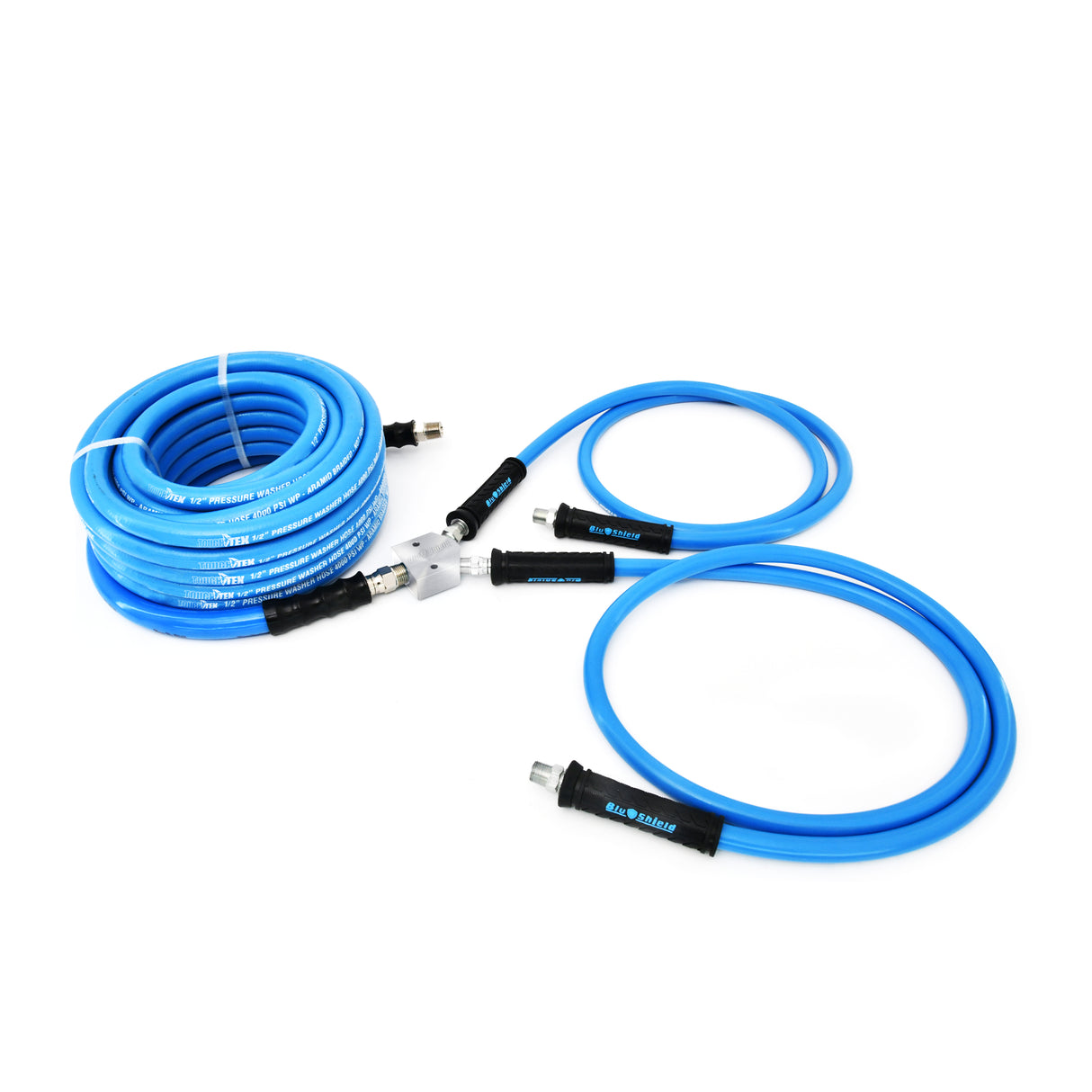 BluShield U-BLoX 1200 – 1/2” NPT Dual Inlet High-Pressure Connection Kit | 6,000 PSI | ToughTek Hose
