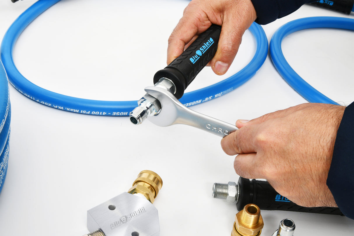 BluShield Union Block 3800 – Durable 3/8” NPT High-Pressure Connection Kit | 6,000 PSI | ToughTek Hose Included