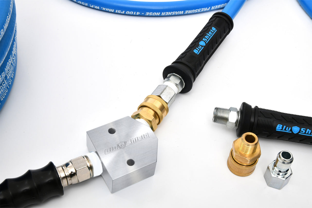 BluShield Union Block 3800 – Durable 3/8” NPT High-Pressure Connection Kit | 6,000 PSI | ToughTek Hose Included