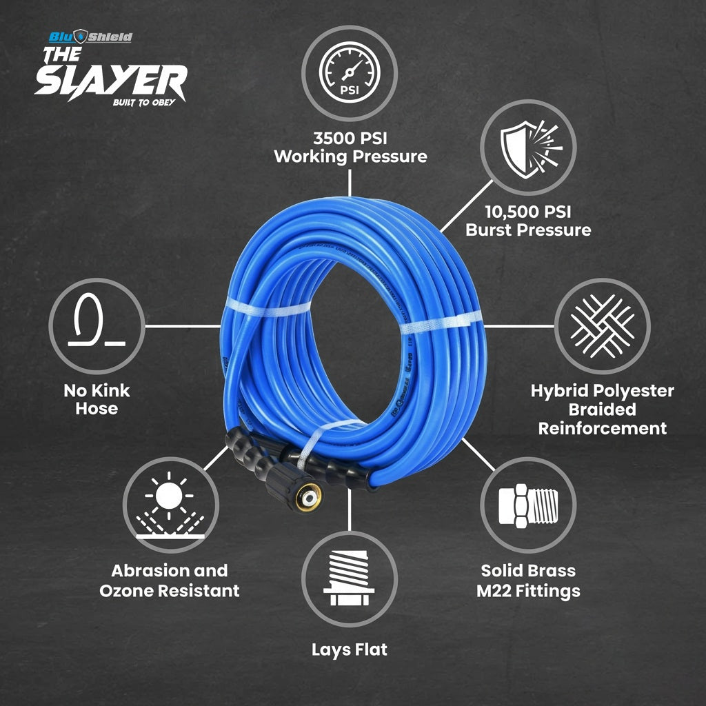 Blu Shield The Slayer Hybrid Pressure Washing Hose 1/4" X 50'-Blue