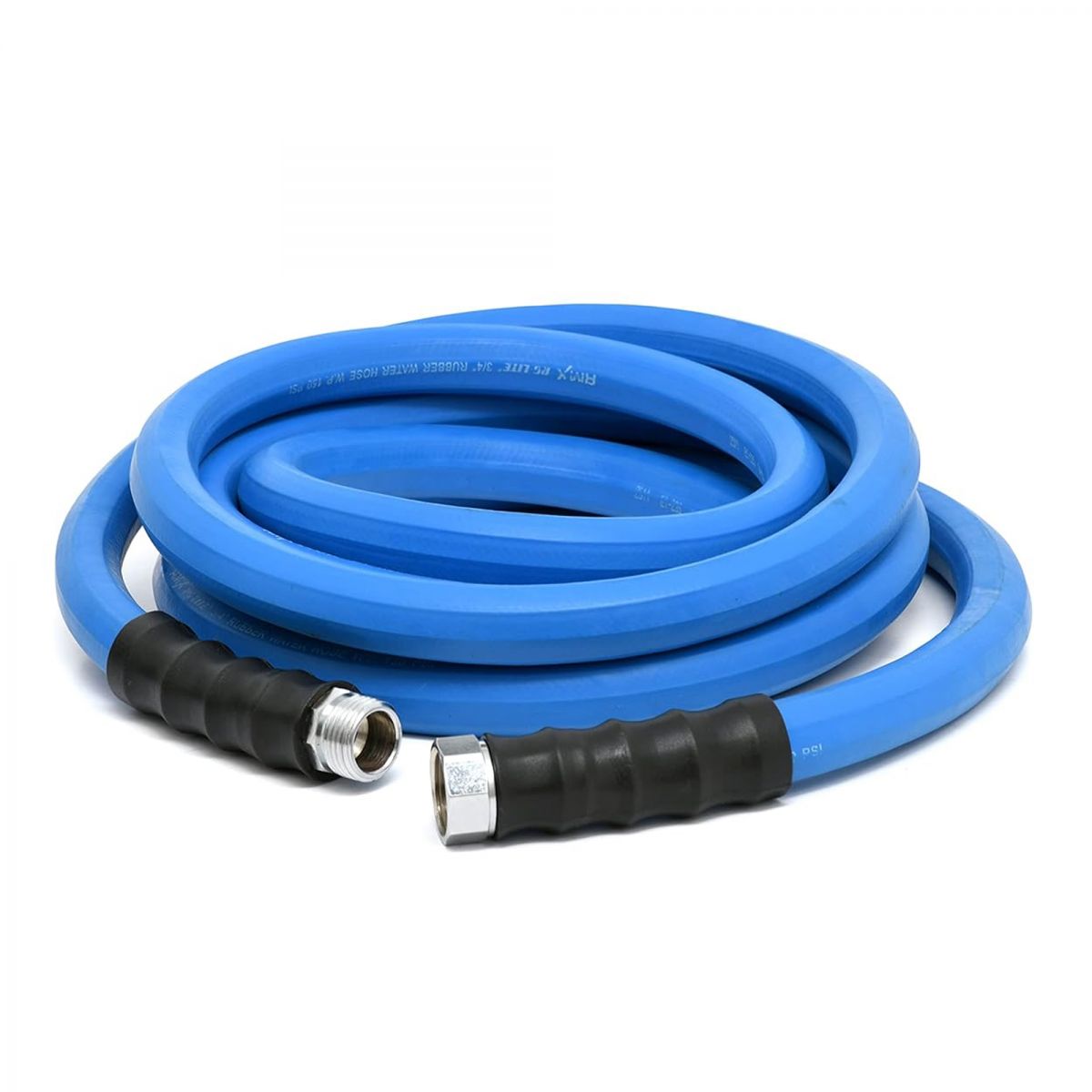 AG-Lite 100% Premium Rubber Water Lead In Hose, 5/8" X 15', 3/4" Male and Female GHT Fittings. 500 PSI Burst Rating. Includes Extra Washer and Bend Restrictor. 2 Pack