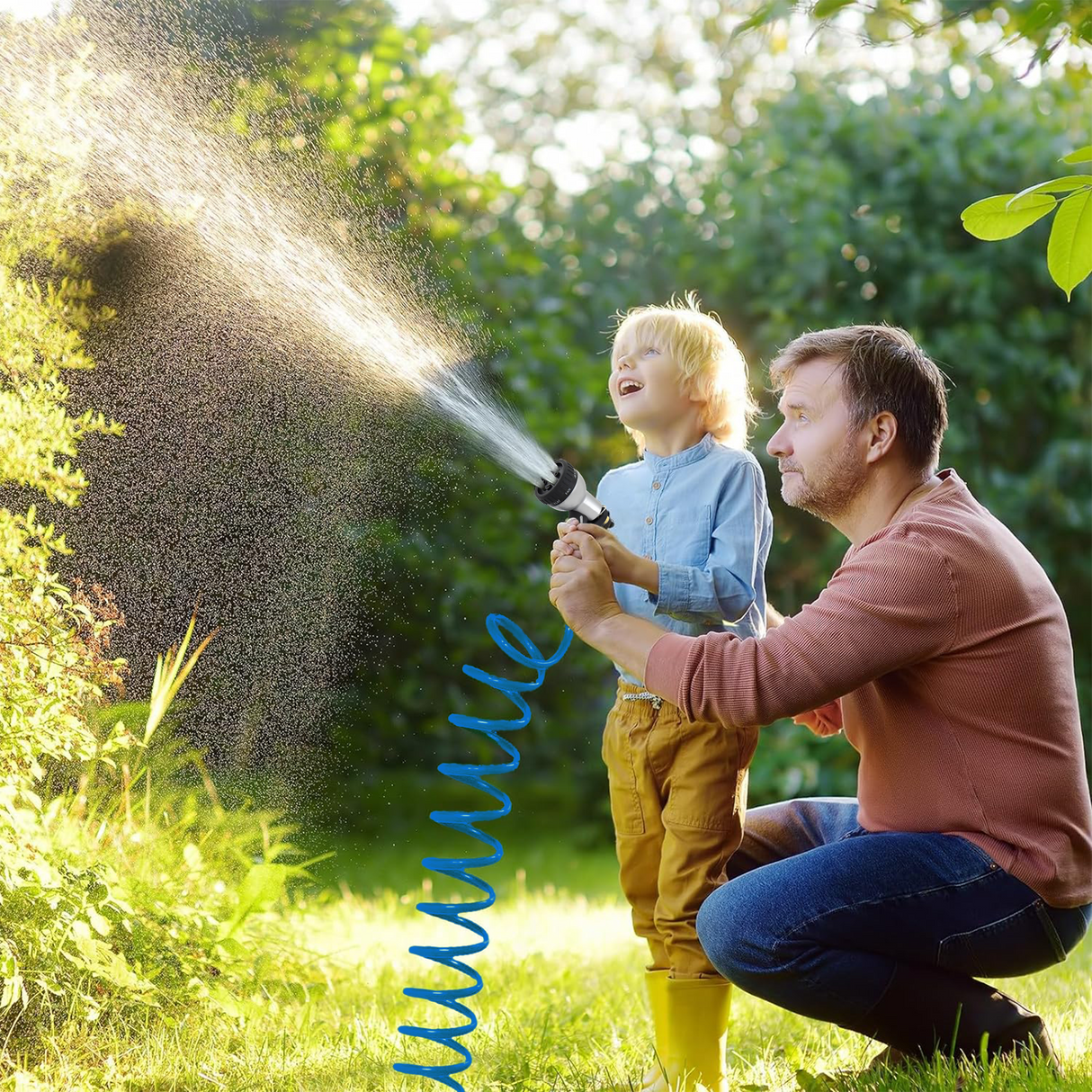 Spiral Water Hose blue