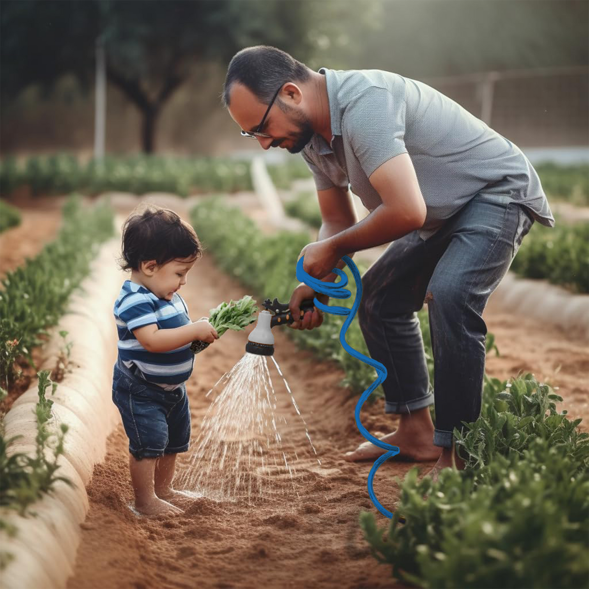 Spiral Water Hose blue