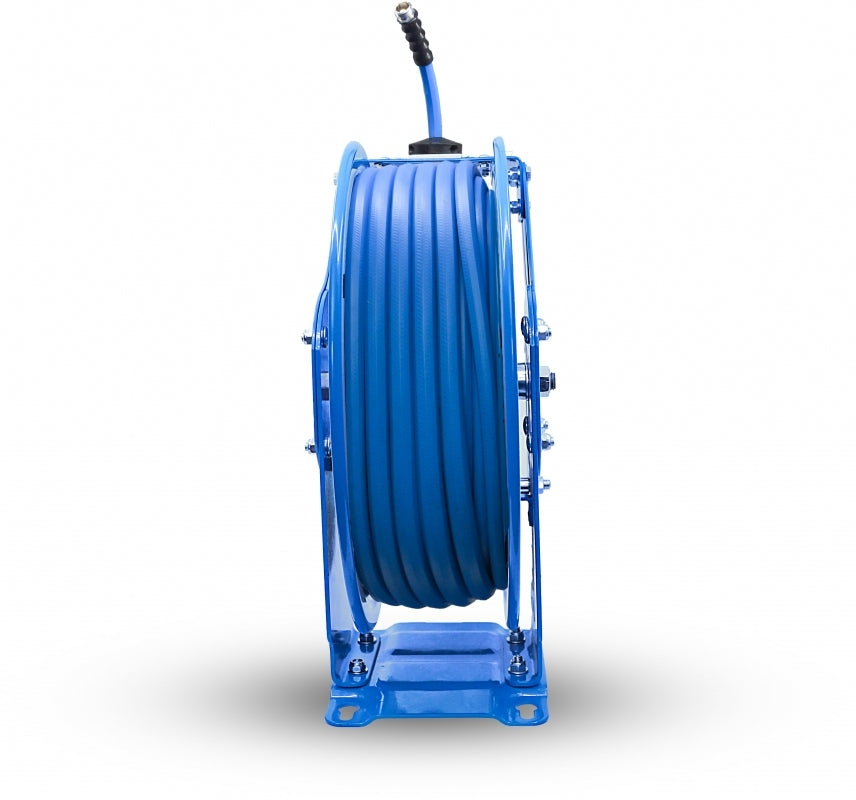 AG-Lite Rubber Water Hose Reel 5/8” x 100’ Retractable Dual Arm Heavy Duty, Hot/ Cold Water Hose, Spray Nozzle, 6' Lead-in Hose
