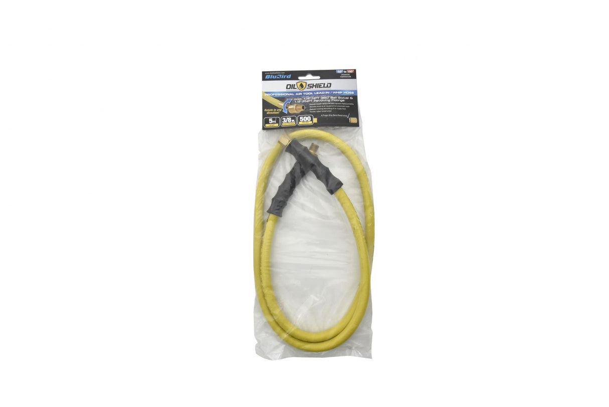 OilShield Rubber Air Hose Assembly 3/8" X 05'- 3/8" Male-NPT, 300 PSI, Nitrile Class A