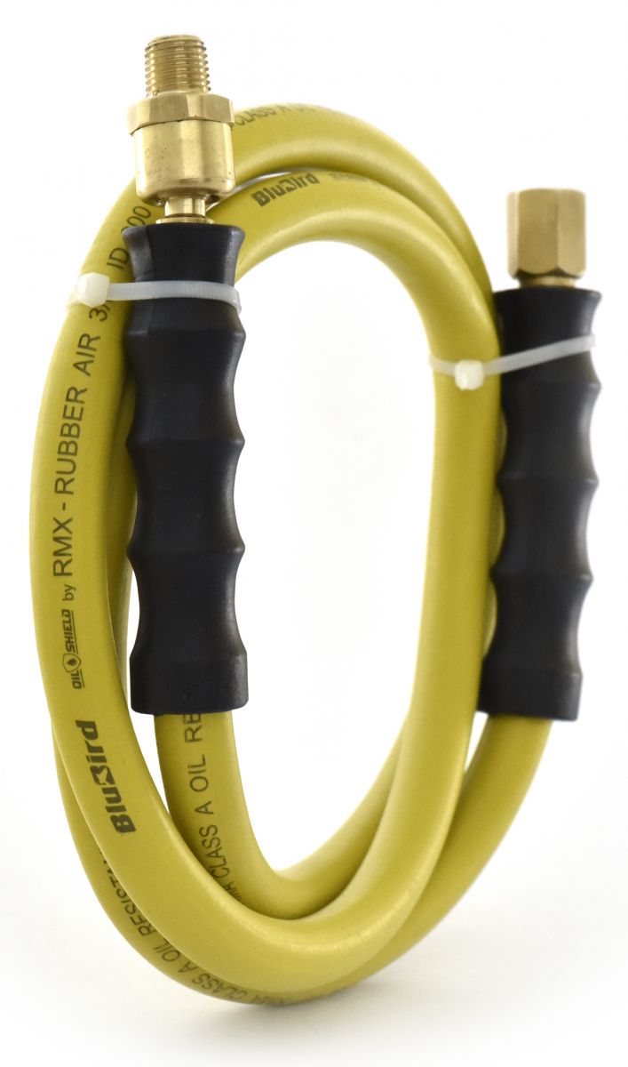 OilShield Rubber Air Hose Assembly 3/8" X 05'- 3/8" Male-NPT, 300 PSI, Nitrile Class A