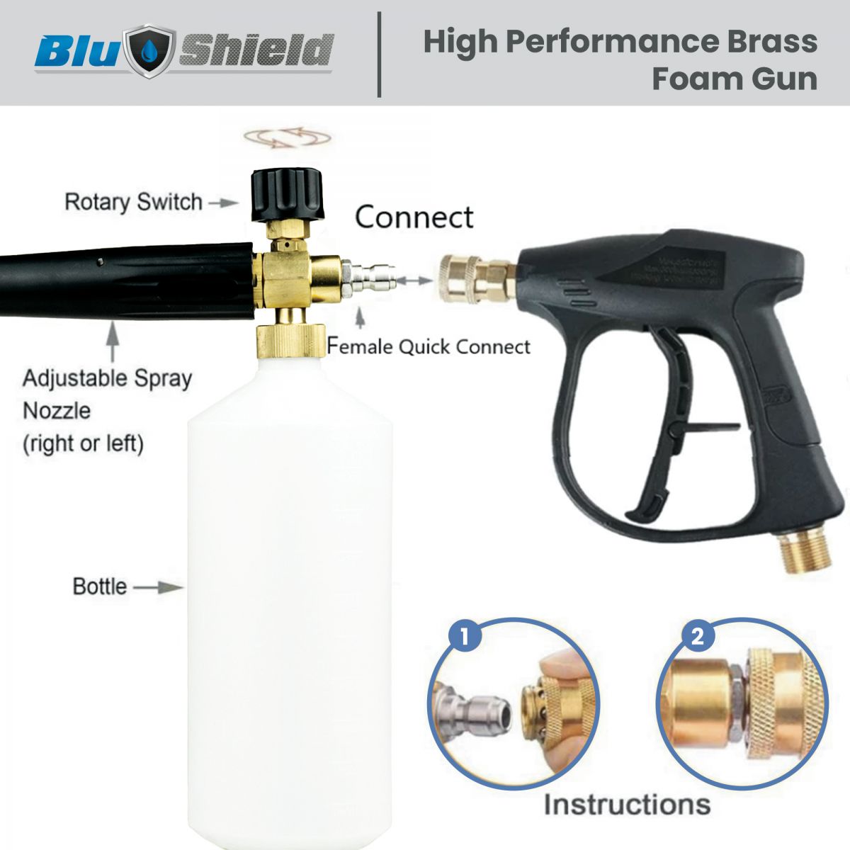 Pistolet à mousse haute pression en laiton métallique