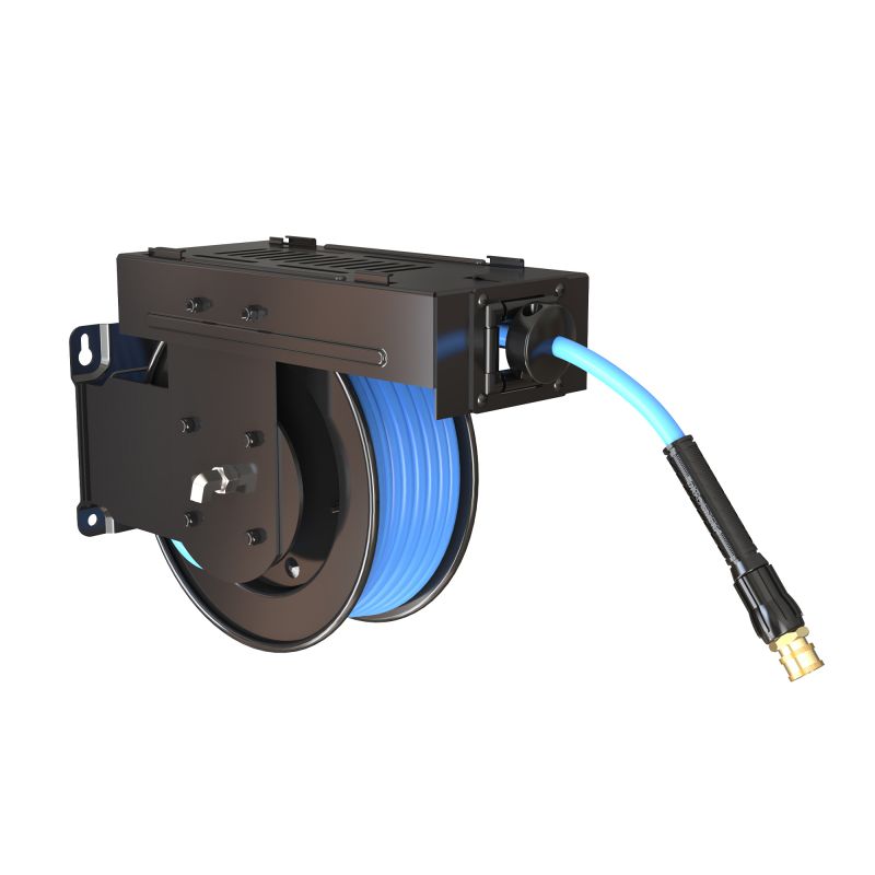 Blu Shield Pressure washer small wide reel 1/4" X 50' with humpback sliding plate + 7" Connection Hose + 15' Inlet Hose