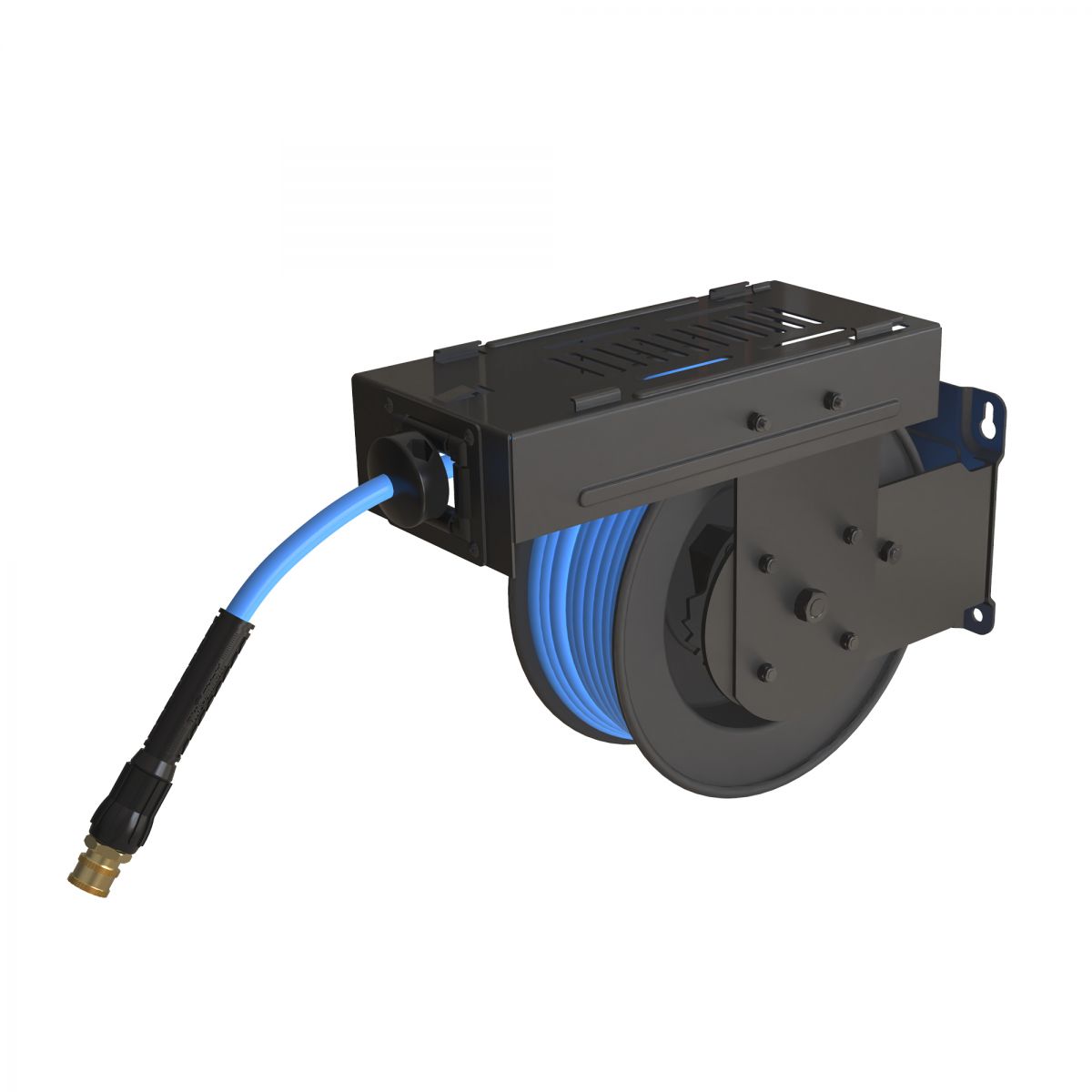 Blu Shield Pressure washer small wide reel 1/4" X 50' with humpback sliding plate + 7" Connection Hose + 15' Inlet Hose