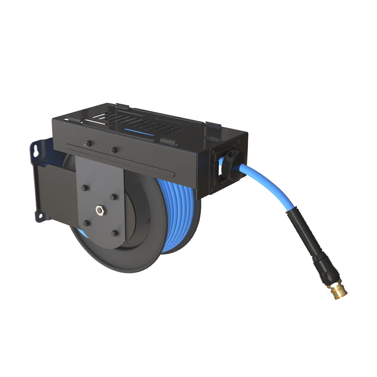 Blu Shield Pressure washer small wide reel 1/4" X 50' with humpback sliding plate + 7" Connection Hose + 15' Inlet Hose