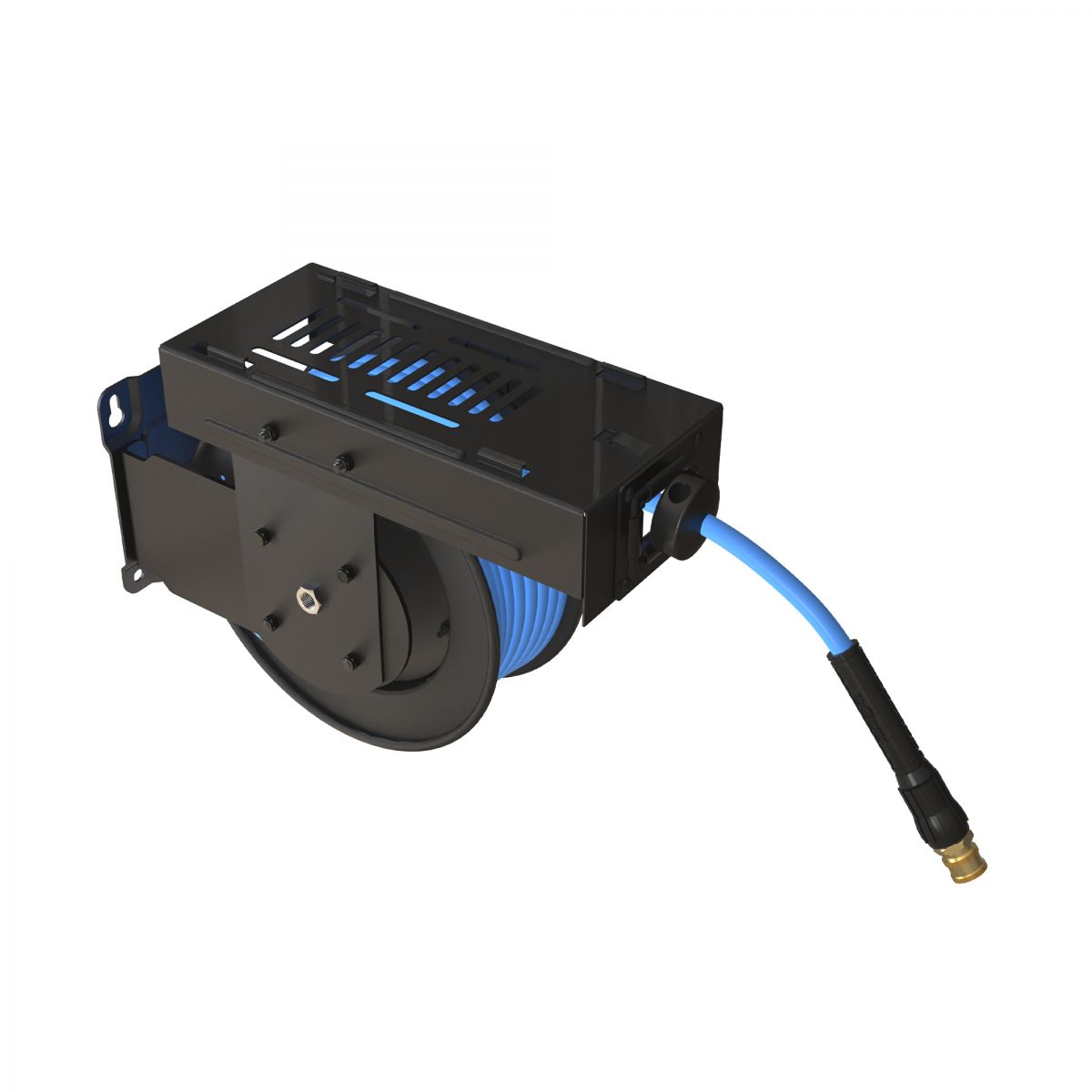 Blu Shield Pressure washer small wide reel 1/4" X 50' with humpback sliding plate + 7" Connection Hose + 15' Inlet Hose