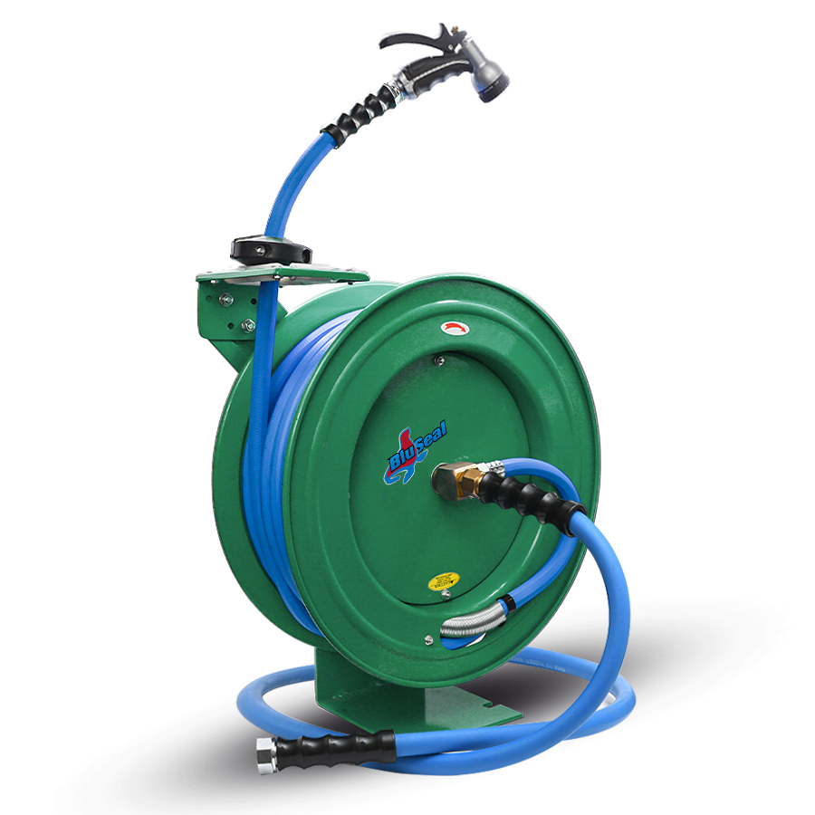 Enclosed Spring Garden Center Water and Pneumatic Hose Reel with