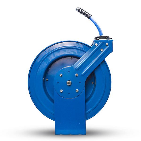 BluSeal Garden Hose Reel 3/4" x 50' Retractable Heavy Duty Steel Construction with Garden Hose, Spray Nozzle, 6' Lead-in Hose