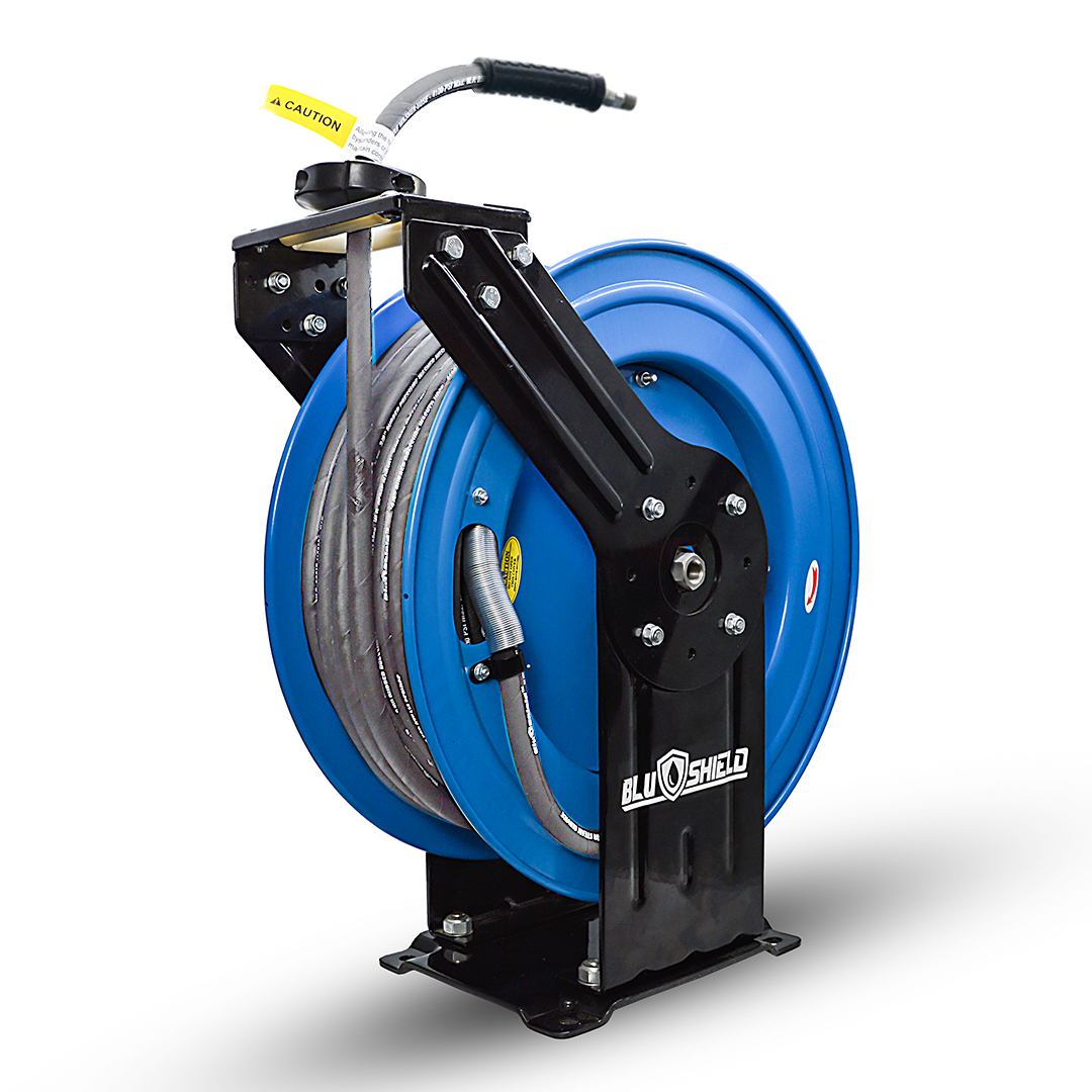 BluShield 3/8 Pressure Washer Hose Reel with 4100PSI Aramid