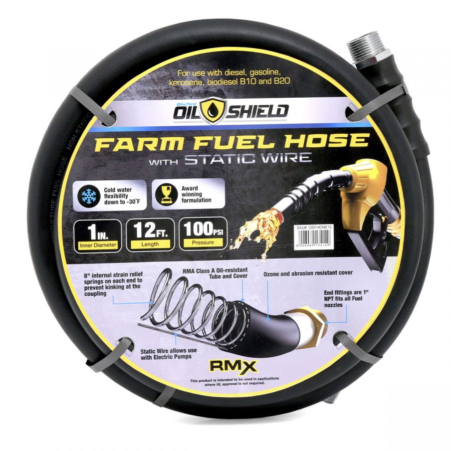 OilShield 1" Fuel Transfer Hose with MNPT Fittings for Gasoline, Diesel, Biodiesel and Kerosene