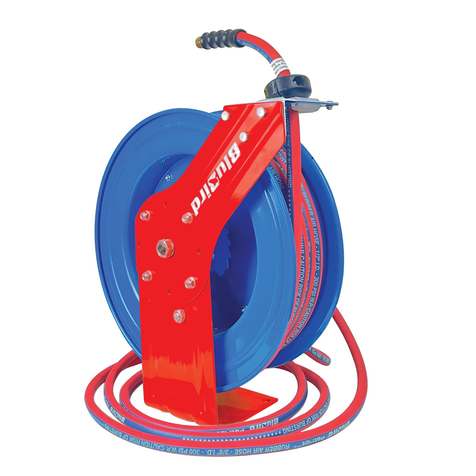 BluBird Patriot Pro Air Hose Reel 1/2" x 50' Retractable Heavy Duty Steel Construction with Rubber Hose 300 PSI