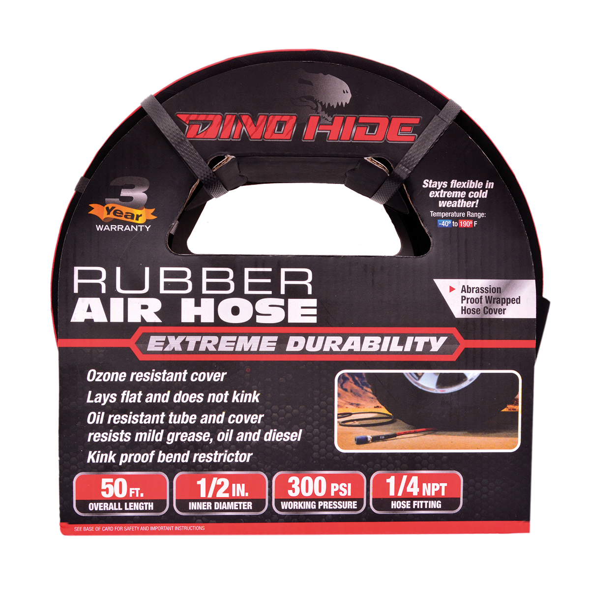 Dino-Hide Heavy Duty 1/2" Rubber Air Hose