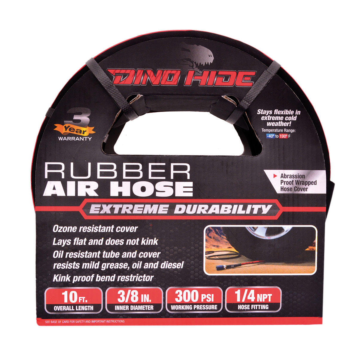 Dino-Hide Heavy Duty 3/8" Rubber Air Hose