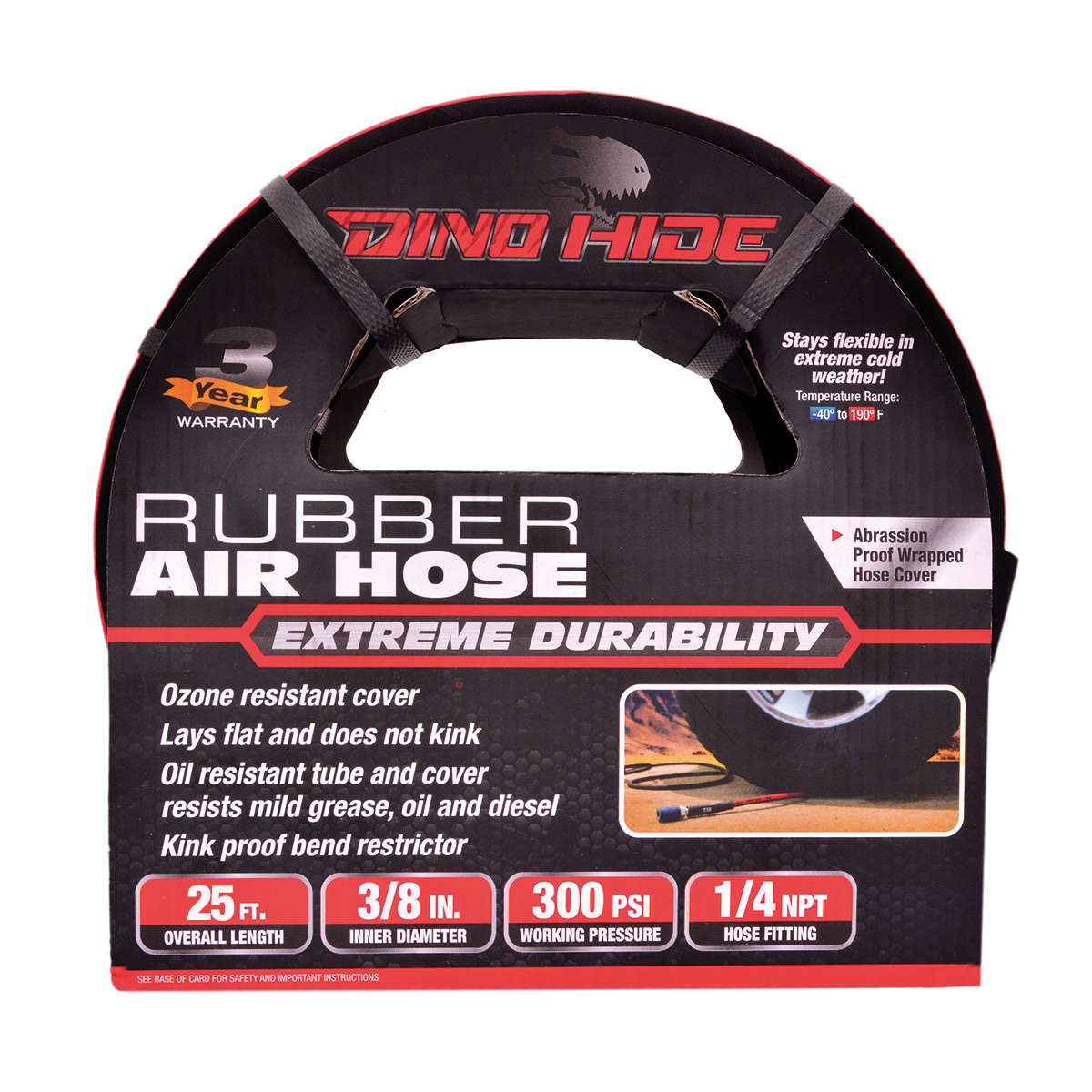 Dino-Hide Heavy Duty 3/8" Rubber Air Hose