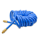 Avagard 3/8" Polyurethane PU Recoil Air Hose for DIY Users with 1/4" Brass MNPT, Field Repairable