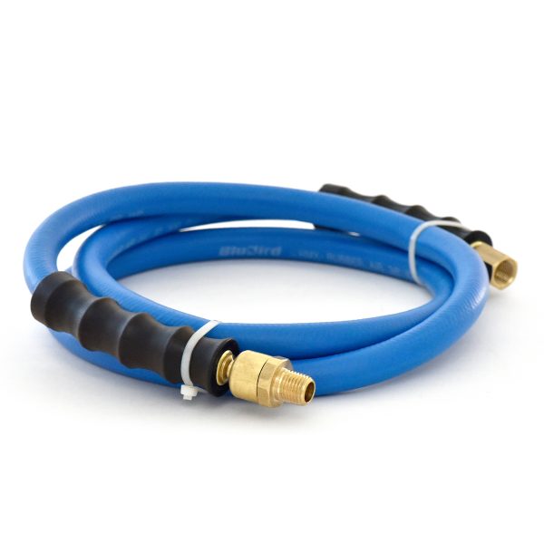 BluBird 3/8" Rubber Lead-in Air Hose with 1/4" Brass MNPT Industrial Fittings