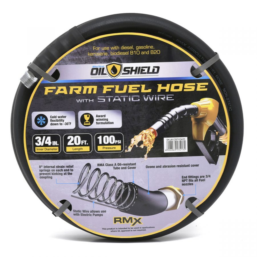 OilShield 3/4" Fuel Transfer Hose with MNPT Fittings for Gasoline, Diesel, Biodiesel and Kerosene