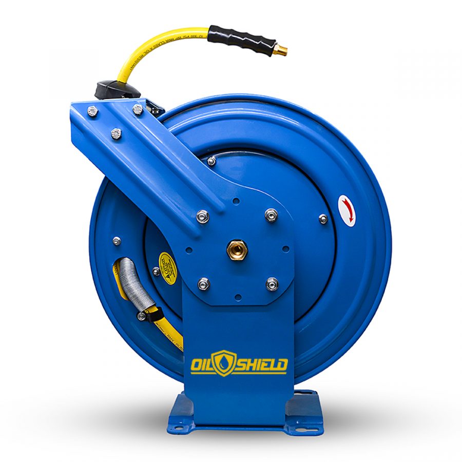 OilShield Air Hose Reel 3/8" Retractable Dual Arm Heavy Duty with Rubber Hose 300 PSI