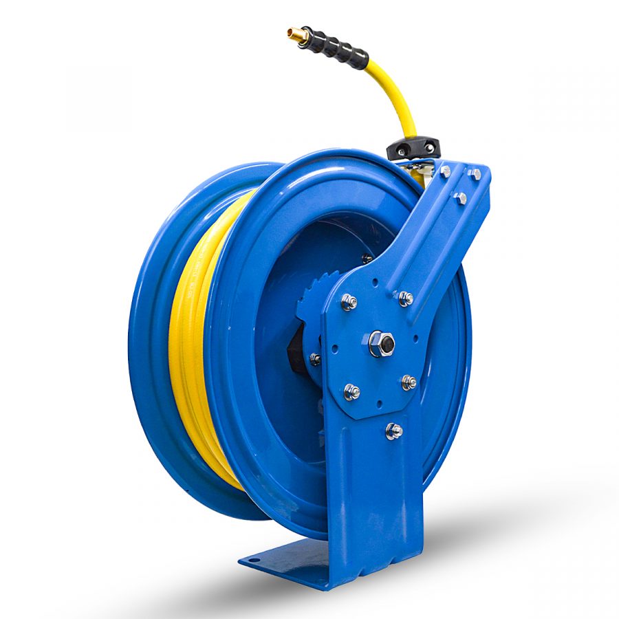 OilShield Air Hose Reel 3/8" Retractable Heavy Duty Steel Construction with Rubber Hose 300 PSI