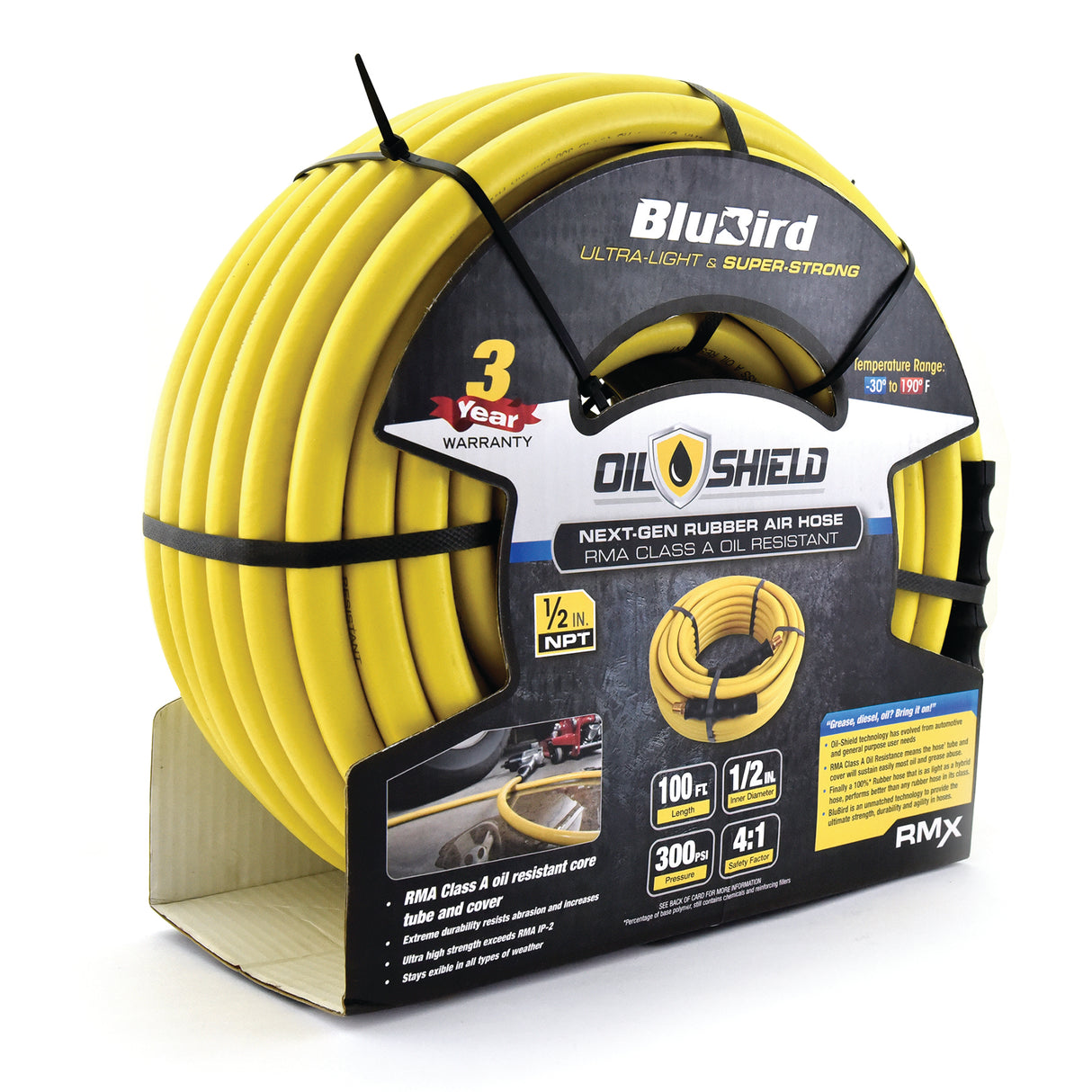 OilShield Rubber Air Hose Assembly 1/2" x 50'
