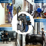 Blu Shield HumpBack 3000PSI All-in-One Pressure Washer System, Auto-Retractable Hose Reel, Industrial Pump, Accessories