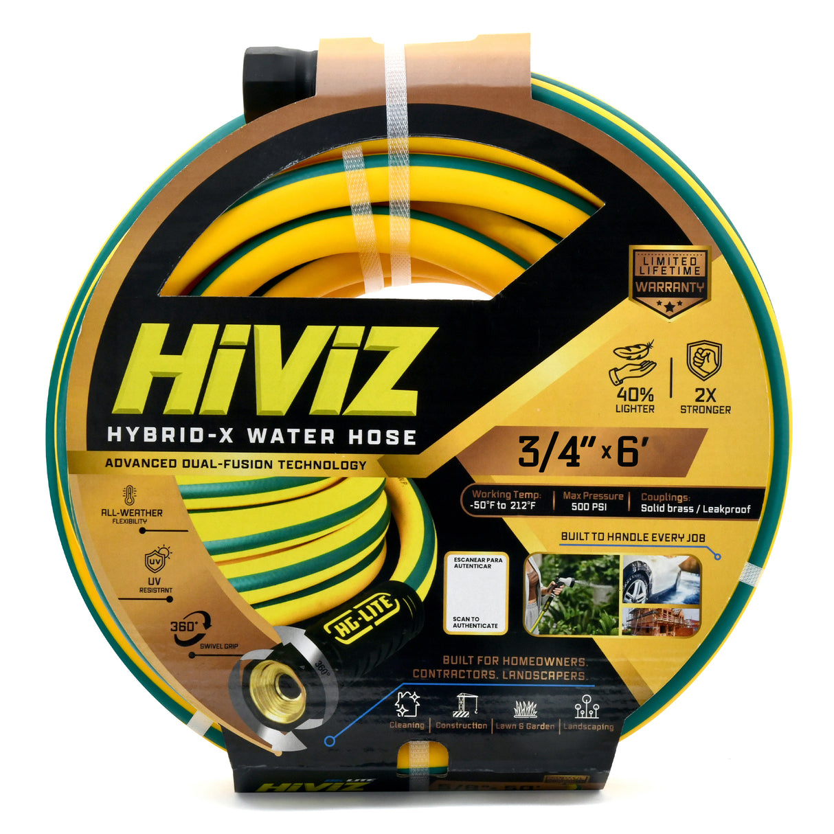 AG-Lite Hybrid Water Hose 3/4" X 6'-Yellow-Hiviz